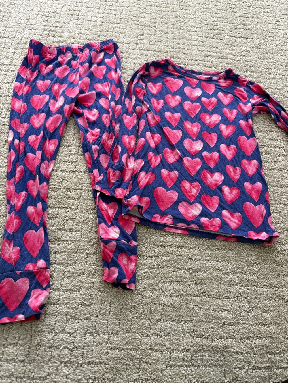 Posh Peanut Navy and Pink Heart Two-Piece Pajama Set
